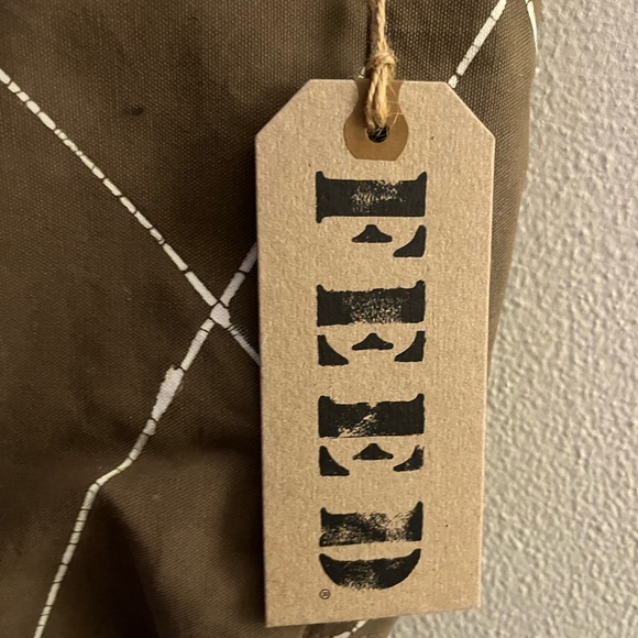 FEED Olive Green Tote Bag with Patterned Design - Picture 3 of 5